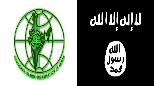 Side by side display of SIMI emblem and ISIS black flag, illustrating visual association between PFI and these extremist organisations globally.