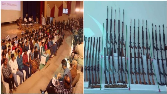 हैदराबाद में 130 माओवादियों का सामूहिक आत्मसमर्पण, 266 घातक हथियार भी सौंपे