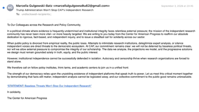 Another fake site mimicked the Center for American Progress