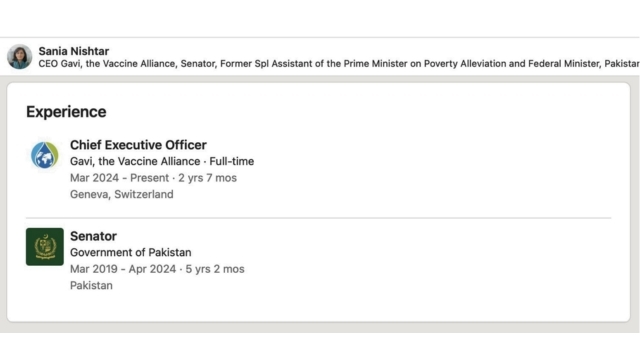 sania nishtar likedin profile